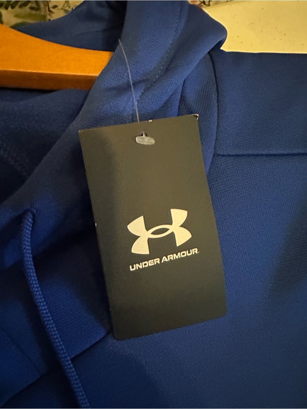 Under Armour Royal Blue Pullover Hoodie with Black Logo - Picture 3 of 7